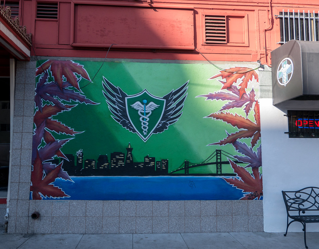 Exterior mural of a cannabis dispensary